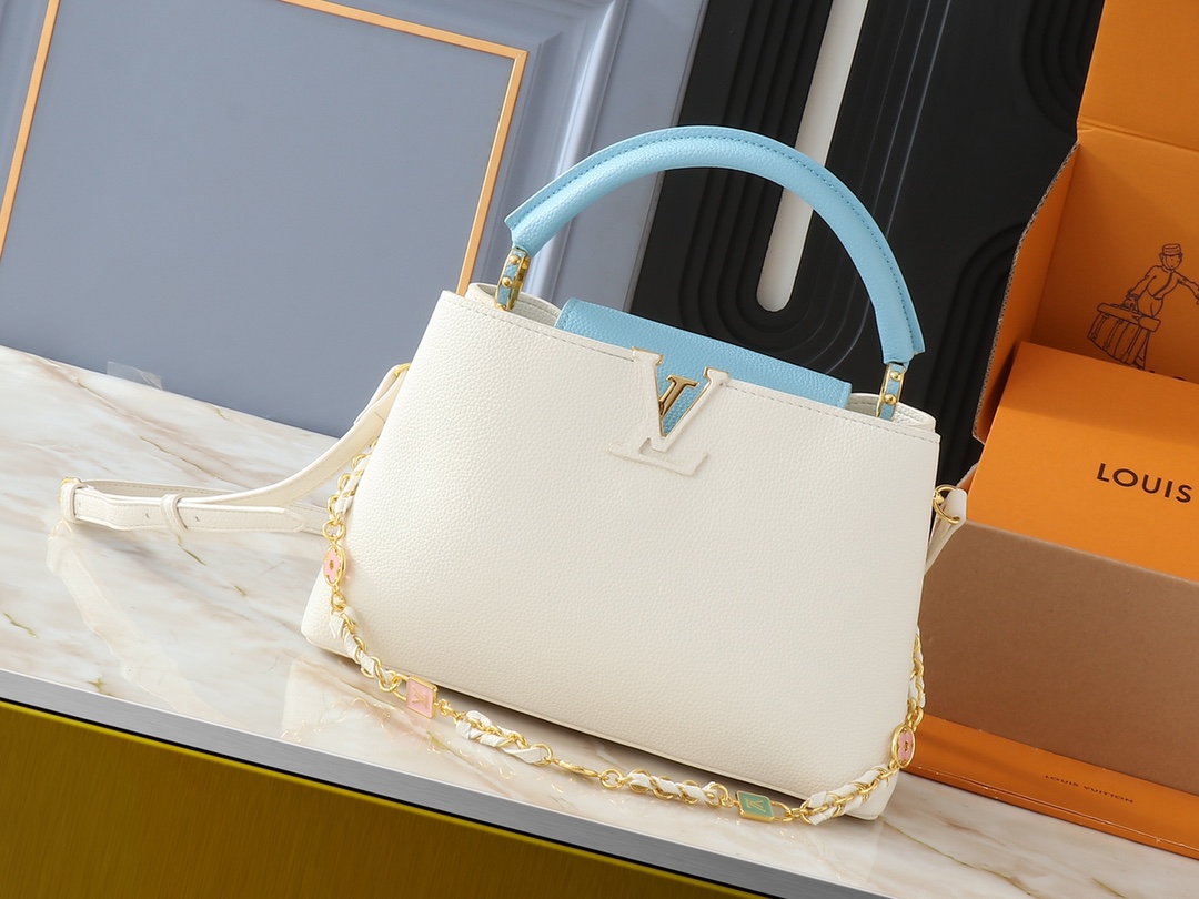 Louis Vuitton LV Classic Handbag Premium Canvas Model M28174 Padlock Detail Elegant Look Authentic Style